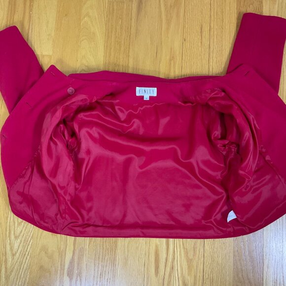 Finity Coat Peacoat Wool Cashmere Cropped Collar Long Sleeves Red Y2K (8) - Picture 5 of 8